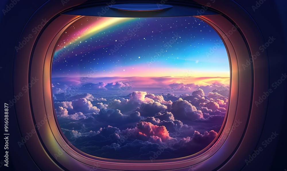 The view from the airplane window is stunning with panoramic view of the beautiful sky Generate AI The view from the airplane window is stunning with panoramic view of the beautiful sky Generate AI