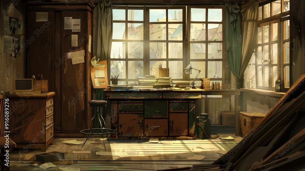 Old Desk Room Sunlight Window. Old Desk Room Sunlight Window.