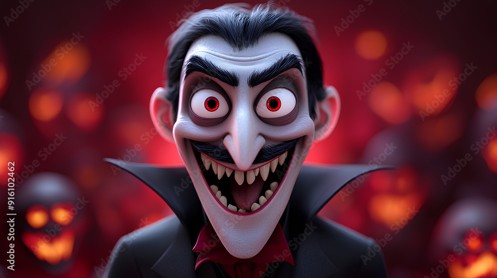 3D cartoon_vampire_with_a_spooky_grin_halloween 3D cartoon_vampire_with_a_spooky_grin_halloween