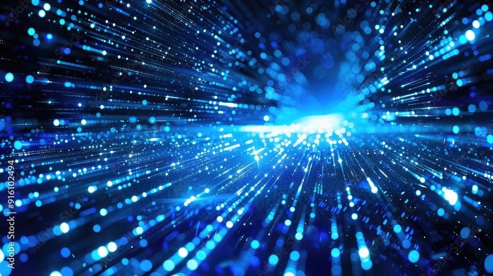 Abstract Blue Light Streaks with Bokeh Effect Abstract Blue Light Streaks with Bokeh Effect