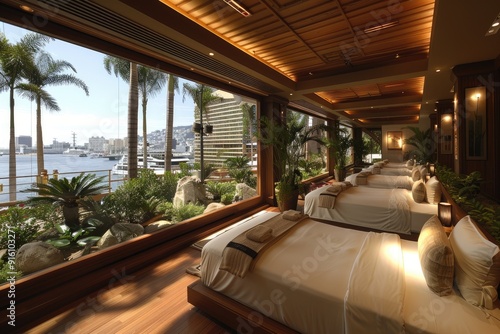 Wallpaper Mural Luxurious Spa Room with City and Ocean View Torontodigital.ca