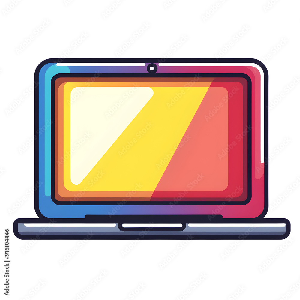 A colorful laptop with a yellow screen A colorful laptop with a yellow screen