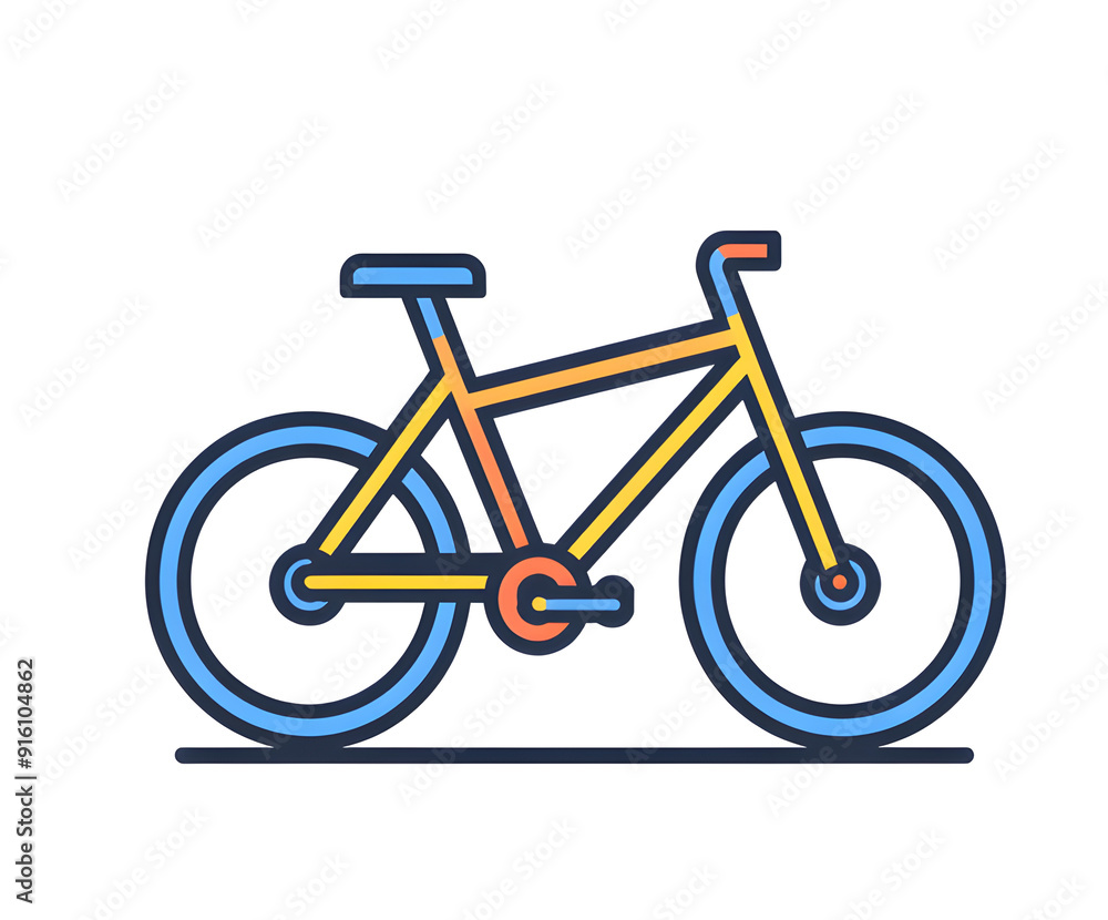A yellow and blue bicycle with a blue wheel A yellow and blue bicycle with a blue wheel
