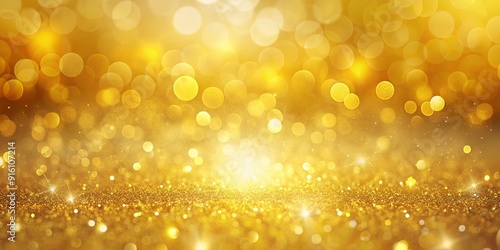 Blurred shiny sparkles scattered on a yellow background , glitter, abstract, vibrant, bokeh, mesmerizing, festive, celebration