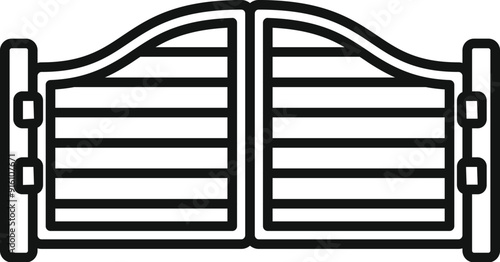 Simple illustration of a wooden gate closing, perfect for security, western or rural concept