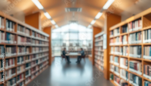 Blurred Library Bookshelves.