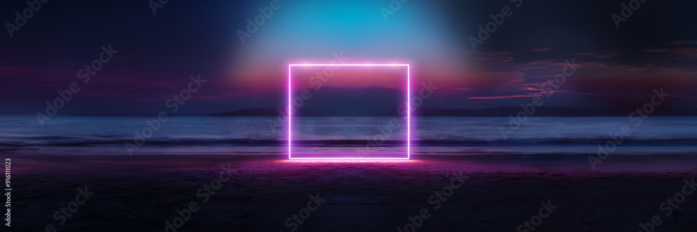 frame beach cage neon line evening sunset frame beach cage neon line evening sunset