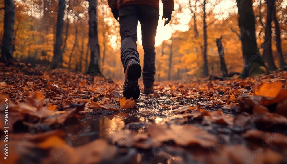 Autumn stroll, scenic trail, vibrant colors, dynamic action Autumn stroll, scenic trail, vibrant colors, dynamic action