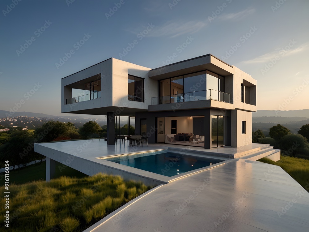 Fototapeta premium luxury home with flowers garden