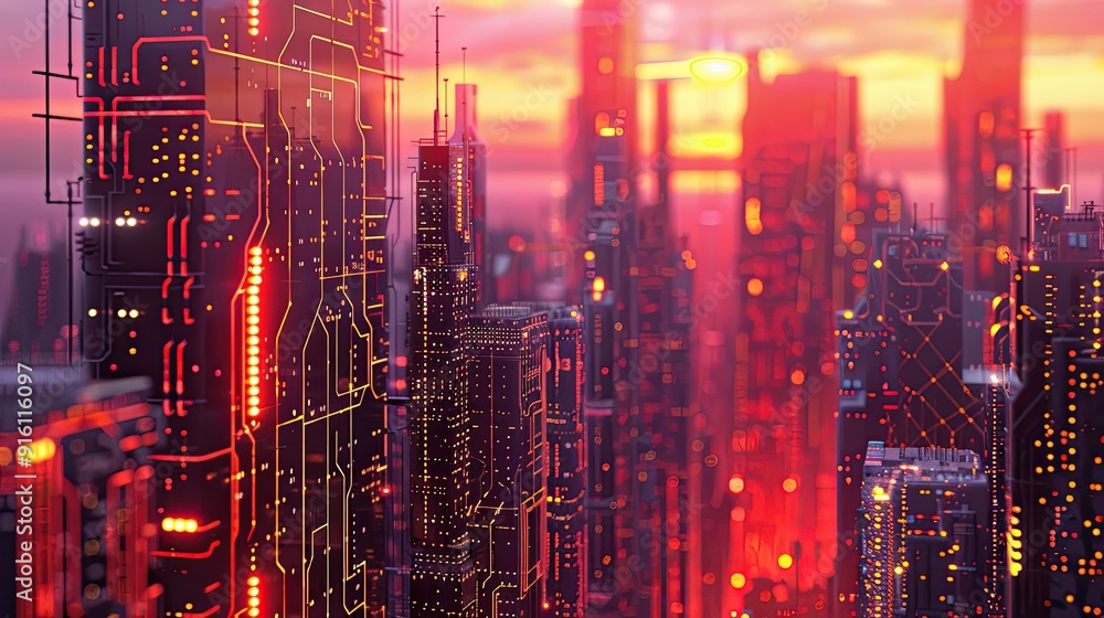 Futuristic Cityscape at Sunset Futuristic Cityscape at Sunset