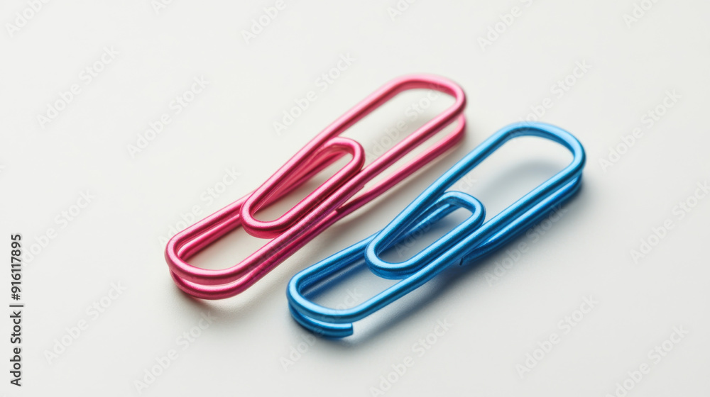 Two paper clips in the shape of twins, isolated on a white background. Two paper clips in the shape of twins, isolated on a white background.