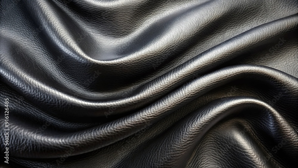 Close up of black leather wavy background with copy space for text, mockup, empty, textured, dark, luxury, design, space Close up of black leather wavy background with copy space for text, mockup, empty, textured, dark, luxury, design, space