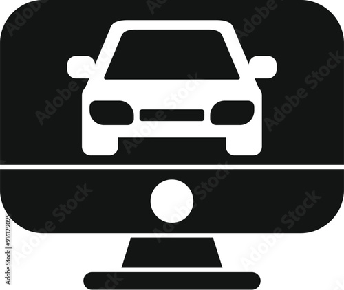Computer showing a car for online buying, selling, insurance, or rental