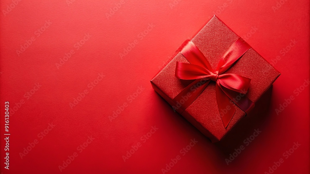 Red gift box on red background for Christmas or Valentine's day, gift, box, red, background, Christmas, valentine, holiday Red gift box on red background for Christmas or Valentine's day, gift, box, red, background, Christmas, valentine, holiday