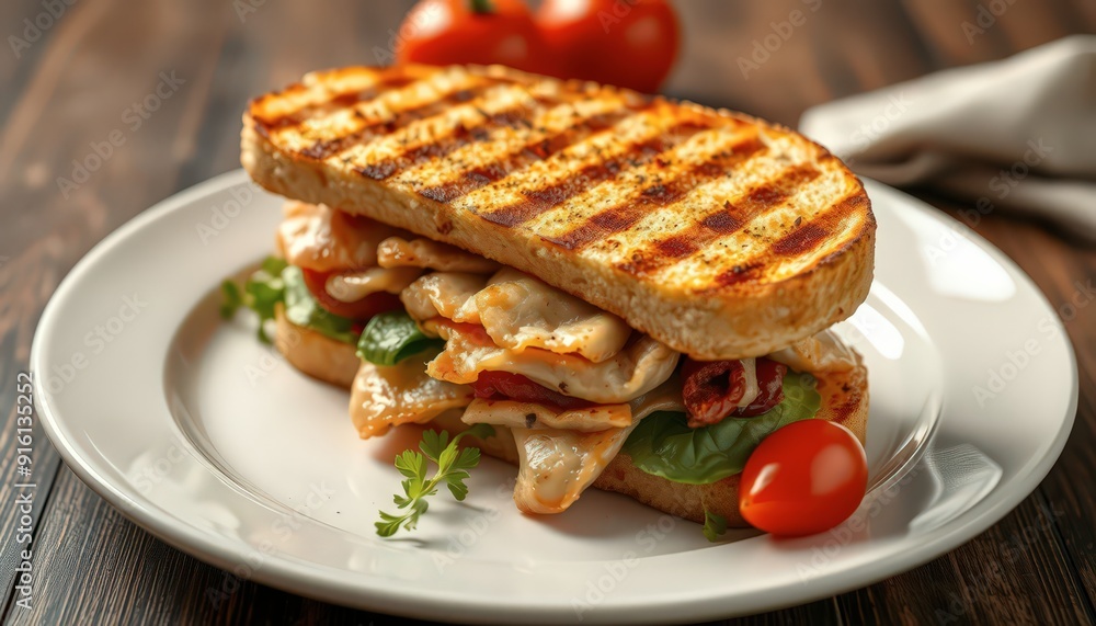 Grilled Chicken Sandwich with Tomato and Basil. Grilled Chicken Sandwich with Tomato and Basil.