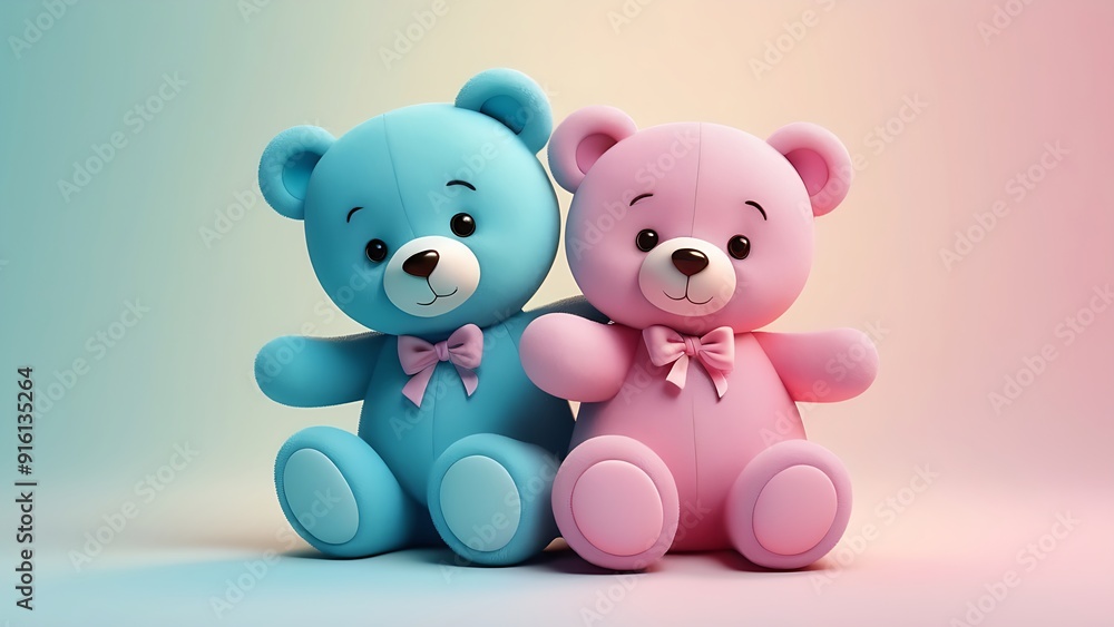Blue teddy bear with pink bow surrounded by heart balloons. Perfect for Valentines Day cards, romantic designs, childrens illustrations, and lovethemed projects. Blue teddy bear with pink bow surrounded by heart balloons. Perfect for Valentines Day cards, romantic designs, childrens illustrations, and lovethemed projects.