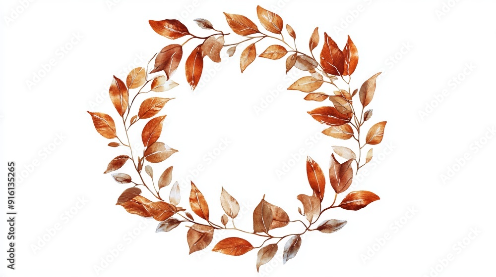3D Watercolor Autumn Wreath with Bold Outlines - Digital Clipart 3D Watercolor Autumn Wreath with Bold Outlines - Digital Clipart