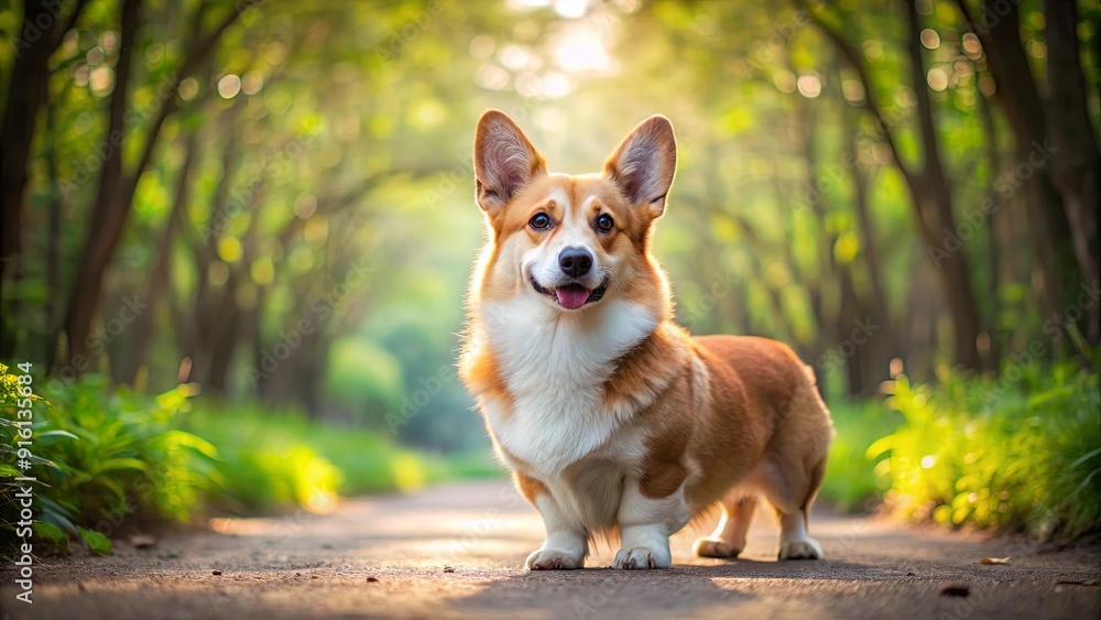 Red corgi dog standing sideways on a path in the park, corgi, dog, red, park, path, cute, adorable, fluffy, pet, animal Red corgi dog standing sideways on a path in the park, corgi, dog, red, park, path, cute, adorable, fluffy, pet, animal