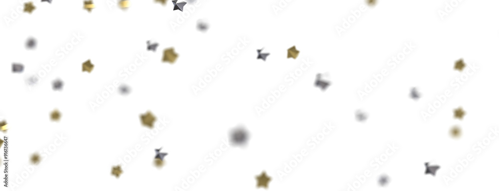 Fototapeta premium Celestial Christmas Symphony: Enthralling 3D Illustration of Falling Holiday Starbursts