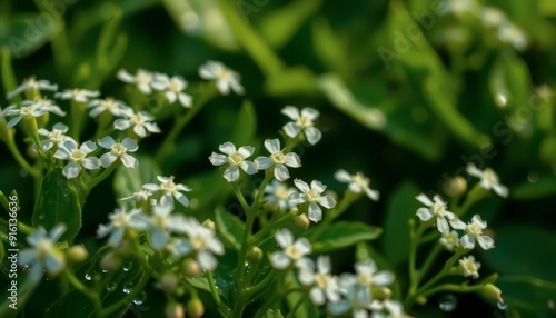 Wallpaper Mural Delicate White Flowers with Dew Drops. Torontodigital.ca