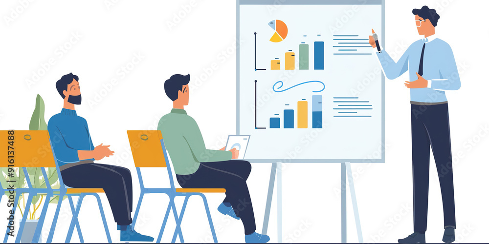 Businessman Presenting Data to Two Colleagues. Businessman Presenting Data to Two Colleagues.