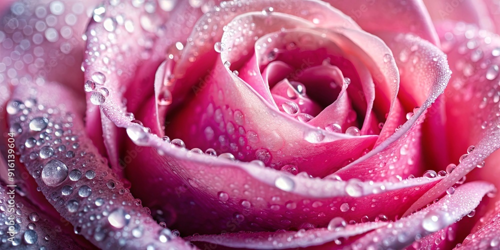 Close-up shot of beautiful dew on pink rose petals, pink, roses, dew, water droplets, close-up, macro, nature, flowers