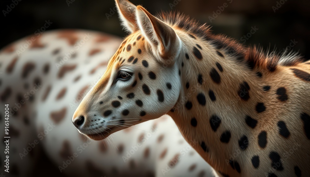 Fototapeta premium Close-up of a Spotted Animal's Head.