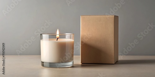 Candle and box mock up on a neutral background, candle, box, mock up, product display, packaging, branding