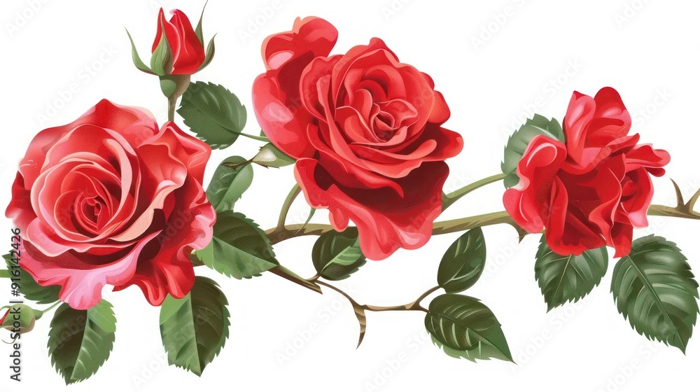 Red Roses on a Branch Red Roses on a Branch