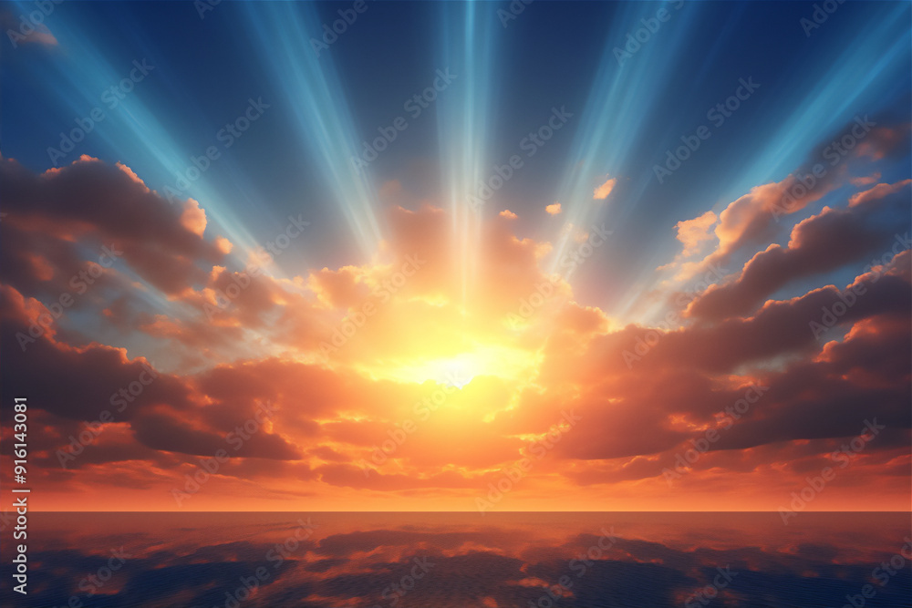 Fototapeta premium Sky In sunset with dramatic beautiful clouds version 37