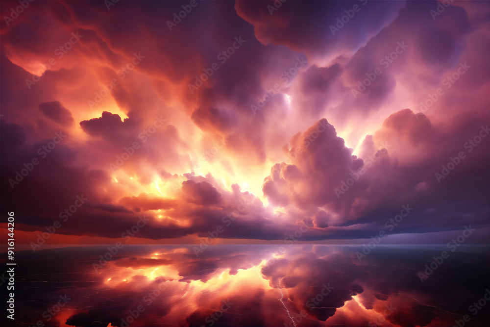 Fototapeta premium Sky In sunset with dramatic beautiful clouds version 23