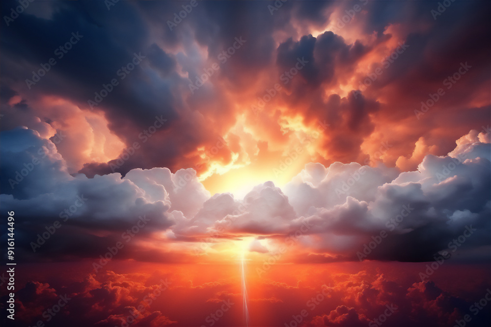 Sky In sunset with dramatic beautiful clouds version 19 Sky In sunset with dramatic beautiful clouds version 19