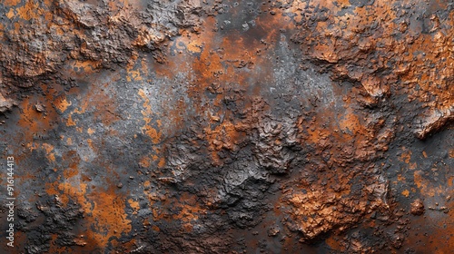 Grunge Rusty Orange-Brown Metal Corten Steel and Stone Background