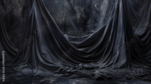 Black fabric with artistic design for photography studio background