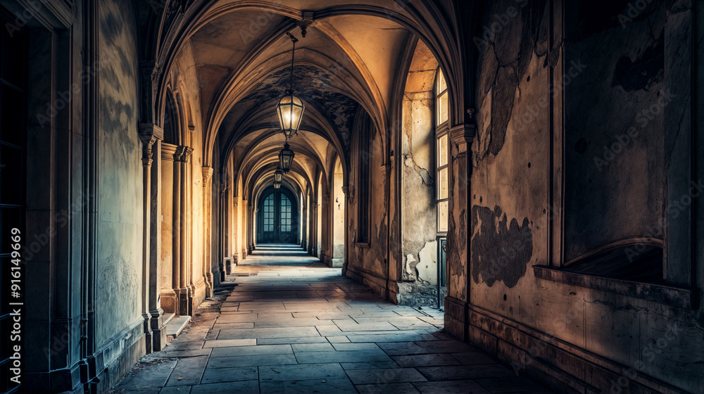 a gothic hallway at dusk atmospheric passageways a gothic hallway at dusk atmospheric passageways