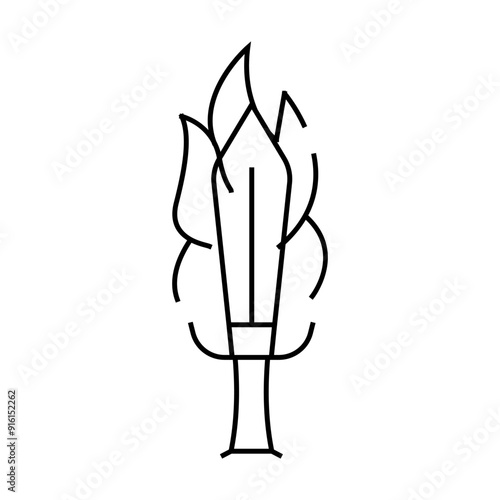 burning sword line icon vector. burning sword sign. isolated contour symbol black illustration