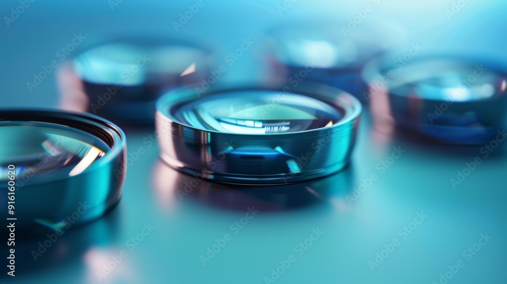 Close-Up of Camera Lenses with Blue Lighting Close-Up of Camera Lenses with Blue Lighting