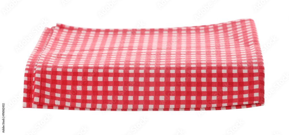 Red checkered picnic tablecloth isolated on white Red checkered picnic tablecloth isolated on white