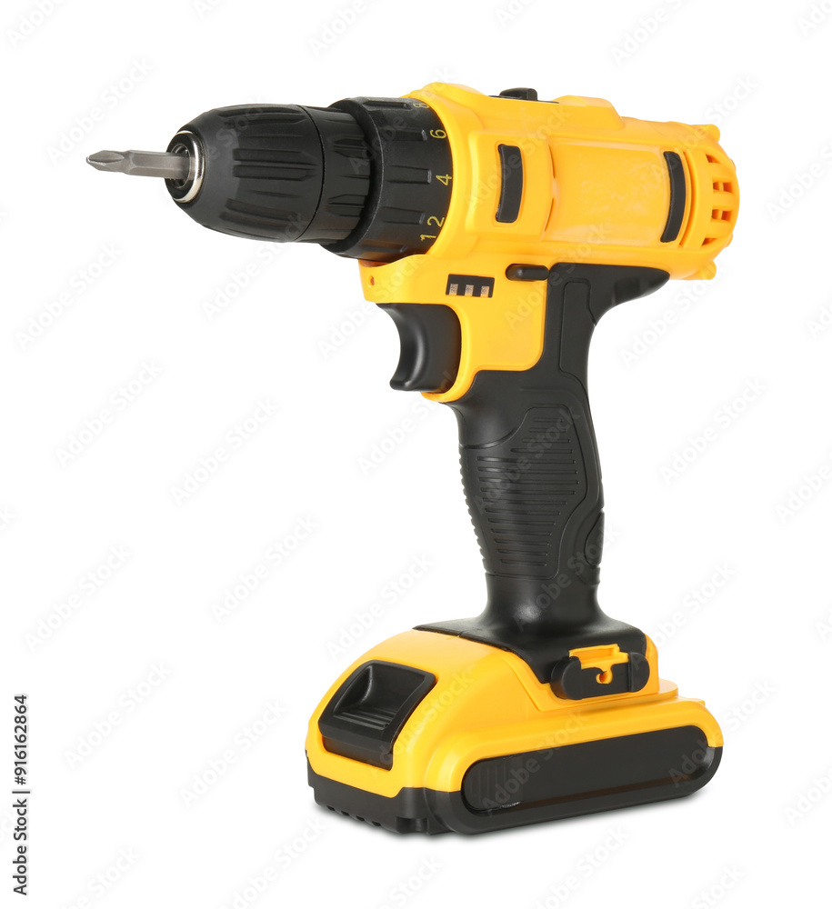Modern cordless electric screwdriver isolated on white Modern cordless electric screwdriver isolated on white