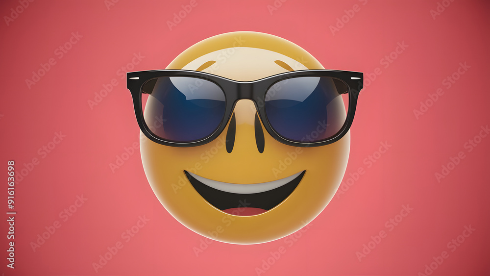 Smiling face with sunglasses three-dimensional emoji. Cool emoticon isolated on transparent background. 3D rendering Smiling face with sunglasses three-dimensional emoji. Cool emoticon isolated on transparent background. 3D rendering