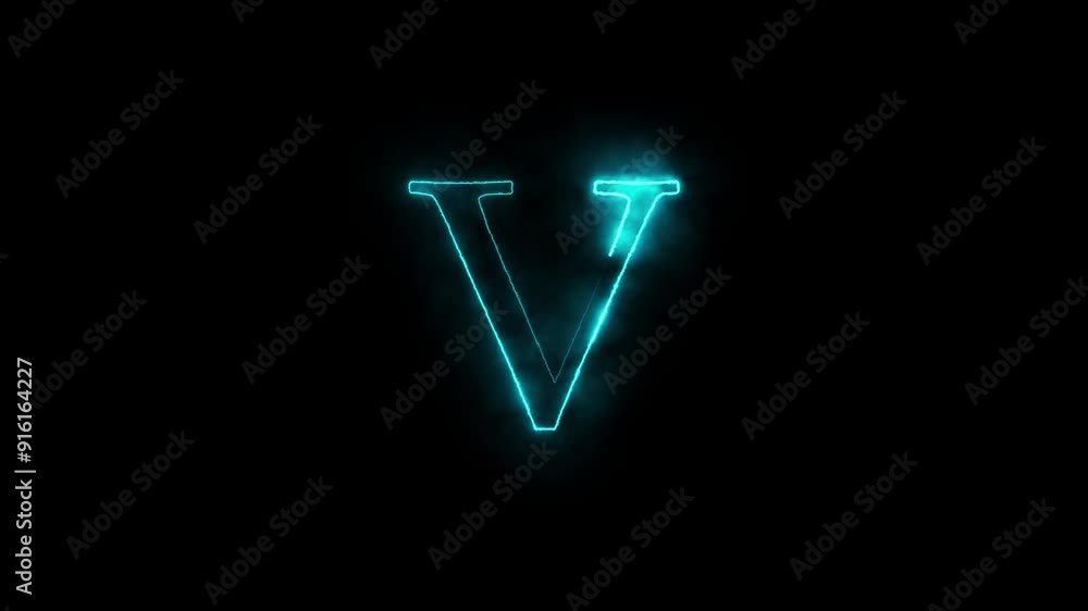Bright Neon Alphabet Icon and Seamless Looping Animation on Black Background. Bright Neon Alphabet Icon and Seamless Looping Animation on Black Background.