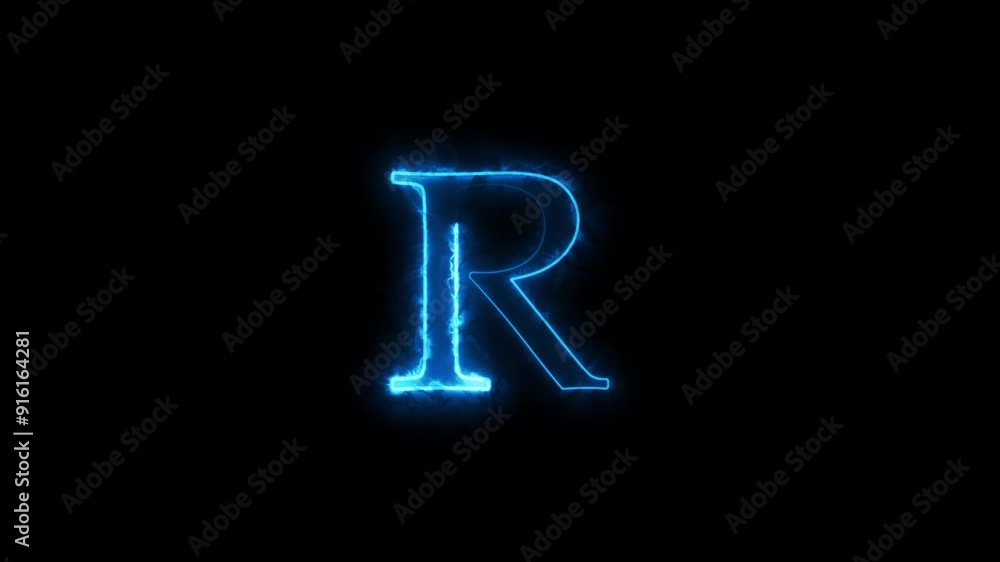 Bright Neon Alphabet Icon and Seamless Looping Animation on Black Background. Bright Neon Alphabet Icon and Seamless Looping Animation on Black Background.