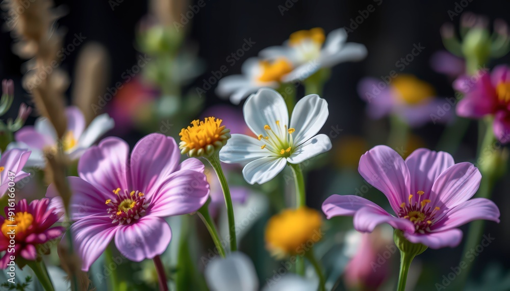 Close-up of Delicate Pink and White Flowers. Close-up of Delicate Pink and White Flowers.