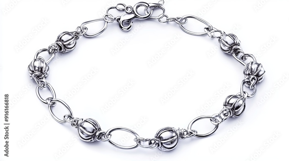 Silver Anklet with Charms - 3D Watercolor Design Silver Anklet with Charms - 3D Watercolor Design
