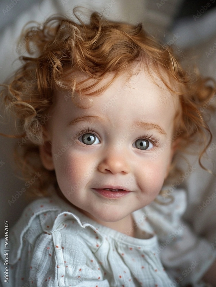 Adorable Toddler with Curly Hair and Bright Eyes - Joyful Childhood Portrait Adorable Toddler with Curly Hair and Bright Eyes - Joyful Childhood Portrait