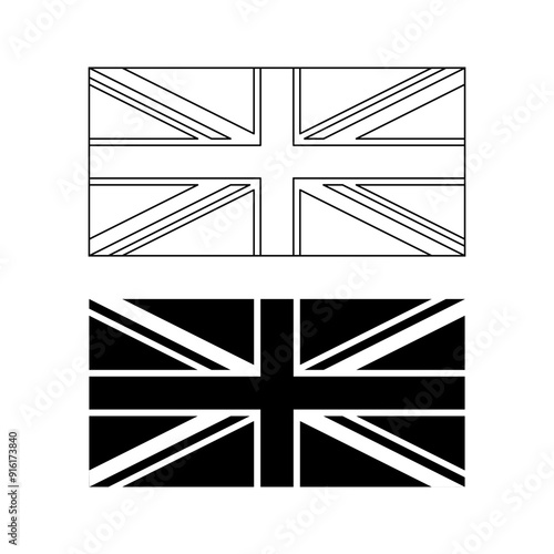 black white Flag of the United Kingdom icon set