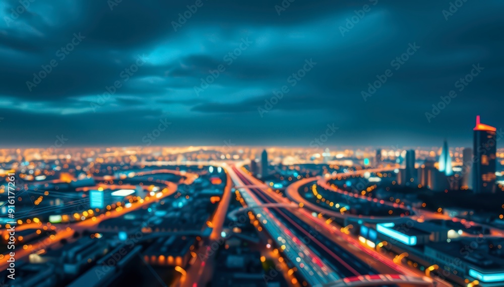 Fototapeta premium Night City Lights Abstract.