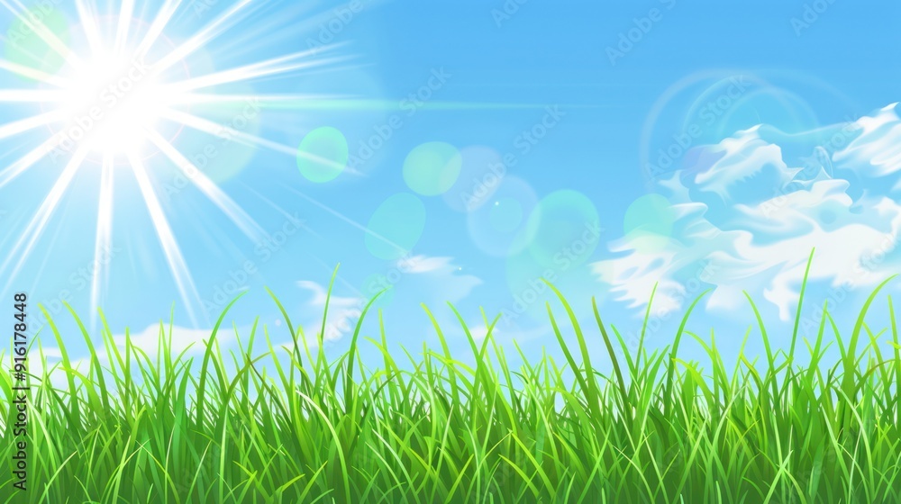 Sunny Day with Lush Green Grass Sunny Day with Lush Green Grass