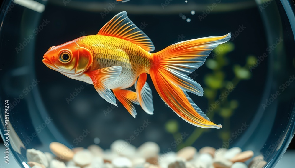 Goldfish in a Round Aquarium. Goldfish in a Round Aquarium.