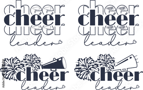 4 Styles Cheer Leader, Cheerleading, Cheer Pom Poms Files